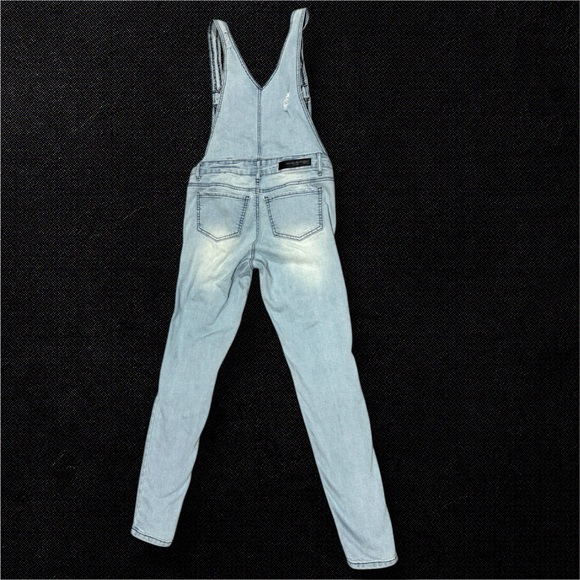 Light Blue Distressed Women's Overalls - Picture 2 of 7